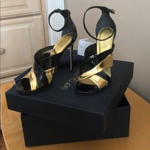 Sergio Rossi Black and Gold Heels NEW